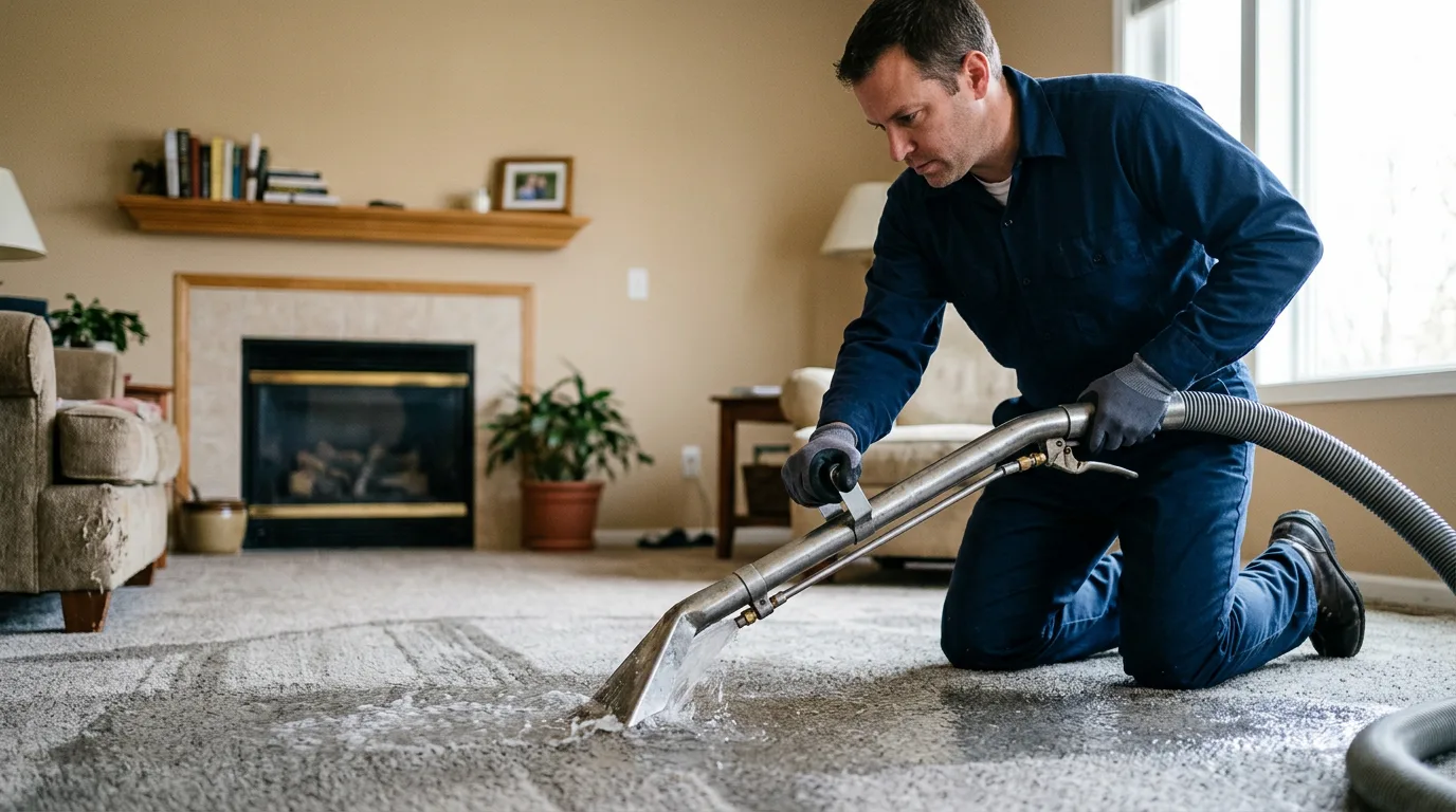 Water damage restoration technician working near Byron, MN